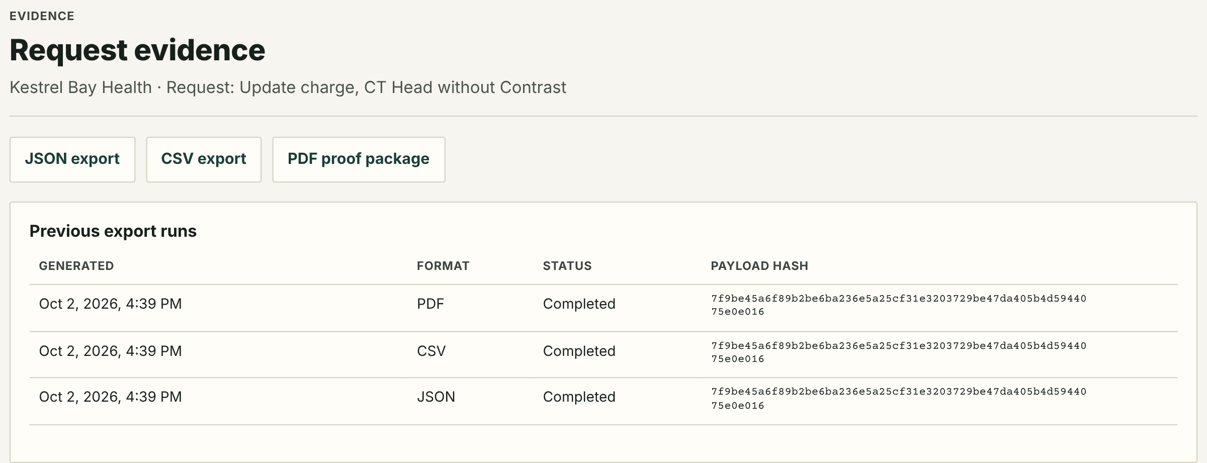 Proof export options